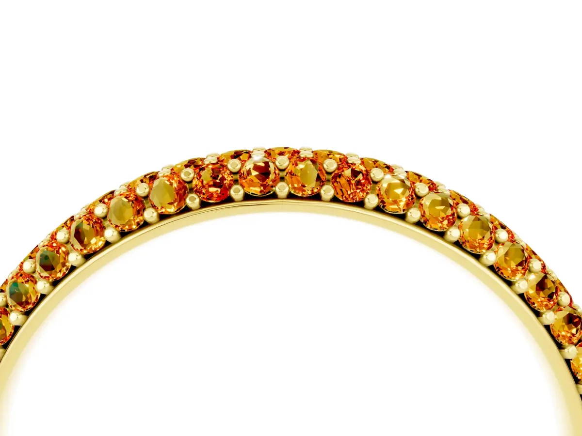 Round Citrine Pavé Eternity Band with Shared Prong Setting Yellow gold