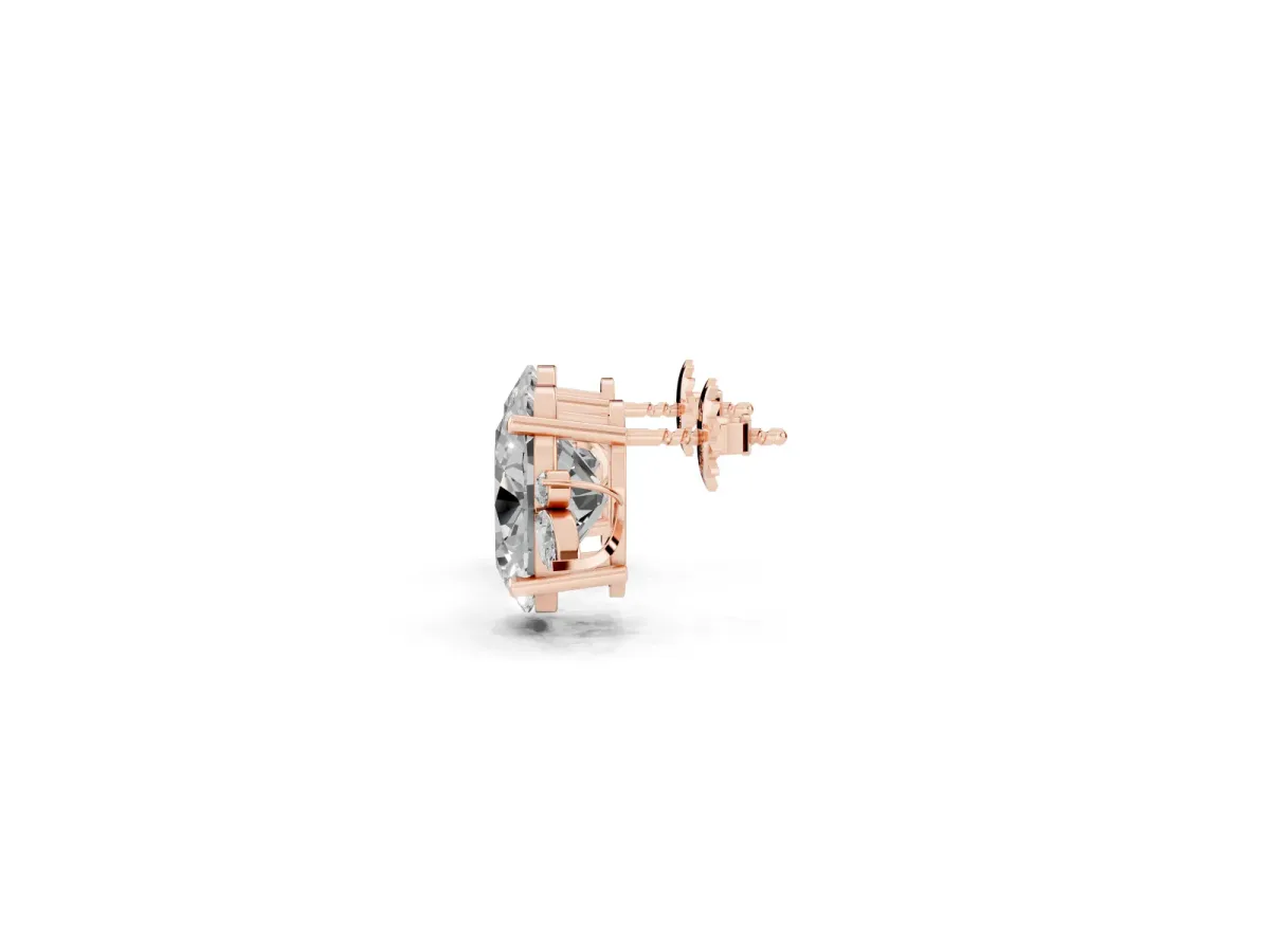 Oval Cut Diamond Nature-Inspired Stud Earrings with Marquise and Round Accents Rose gold