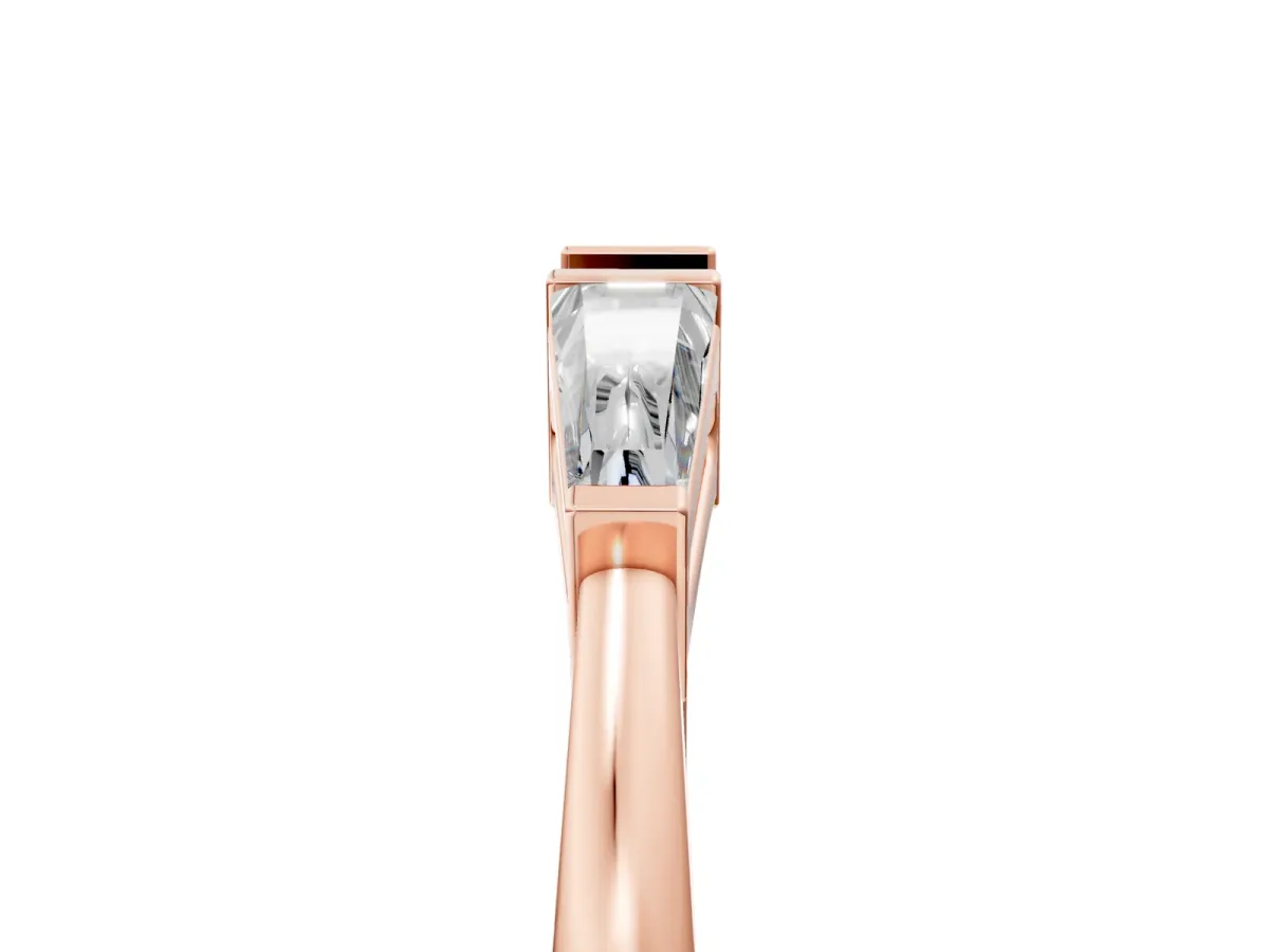 Baguette Diamond Open Band with Bar Prong Setting Rose gold