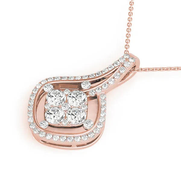 Pavé Cushion Diamond Cluster Pendant Rose gold