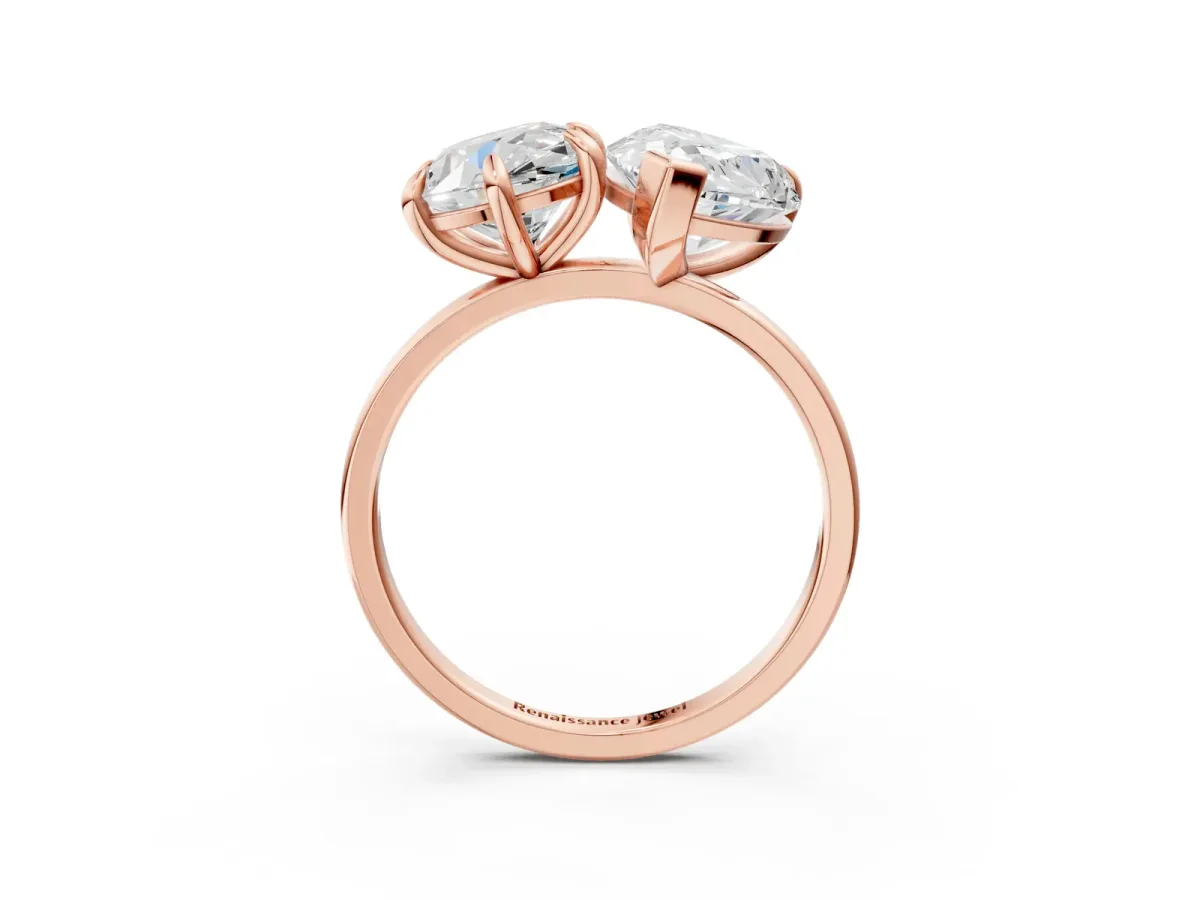 Round Cut and pear toi moi ring Rose gold