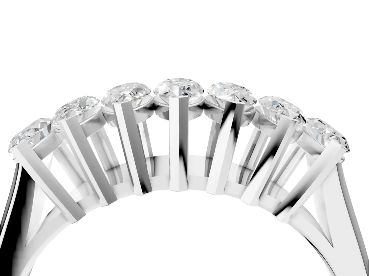 Marquise Diamond Prong Set White Gold Curved Band Platinum