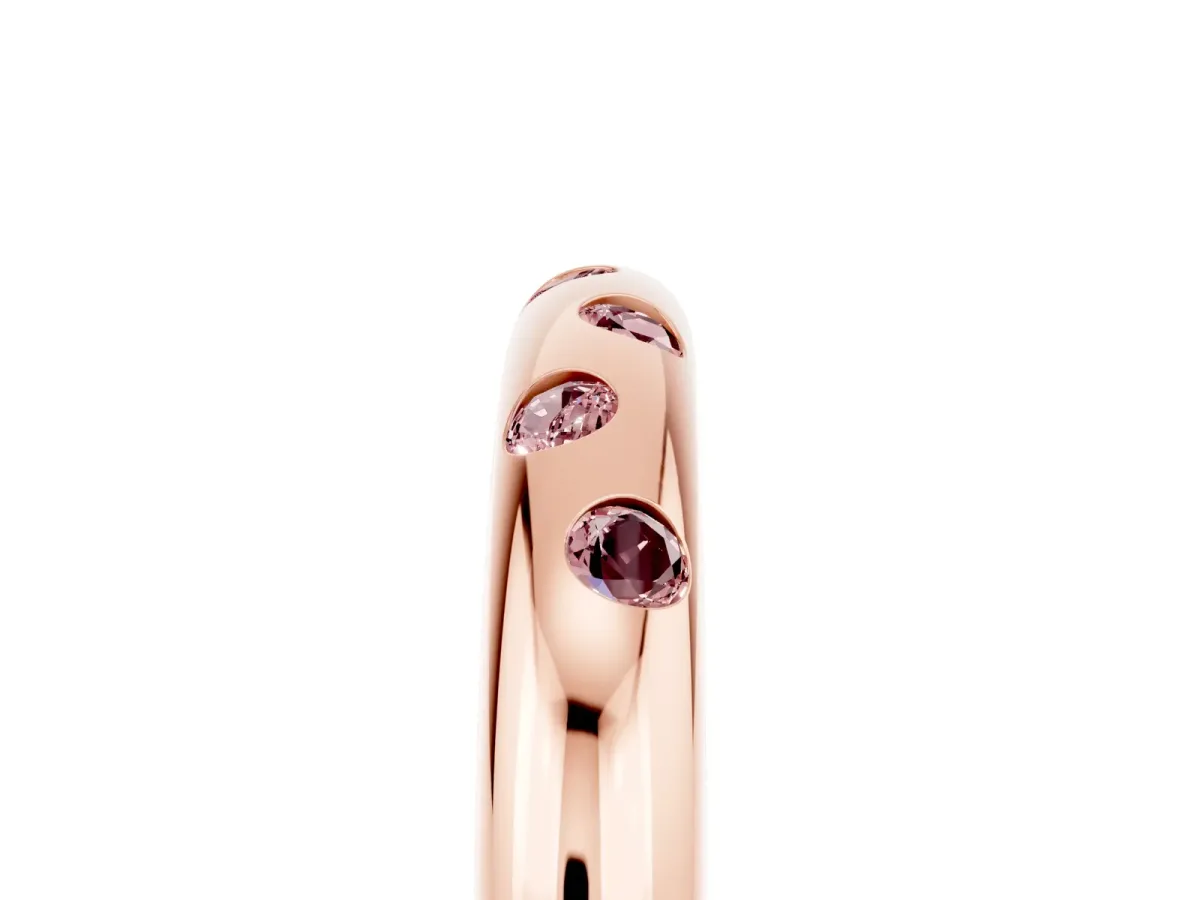 Round Morganite Flush-Set Comfort Fit Band Rose gold