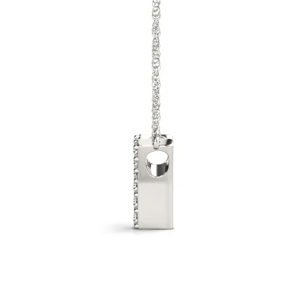 Pavé Round Diamond Prong Initial Pendant White gold