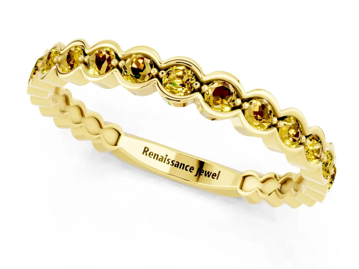 Round Yellow Sapphire Bezel Set Eternity Band Yellow gold