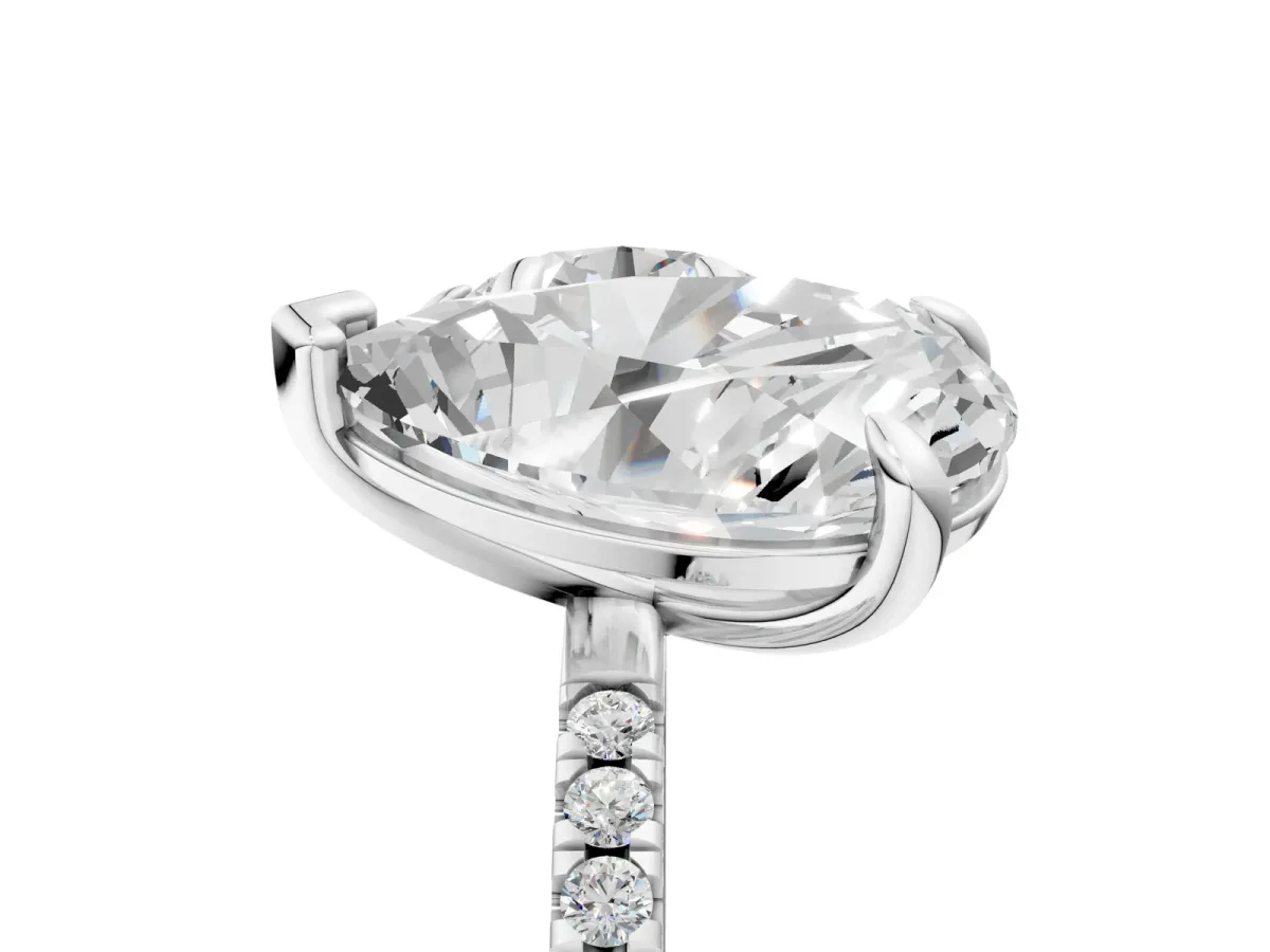 Round and Pear Toi Moi Ring with Prong Setting and Micro Pave Band Platinum