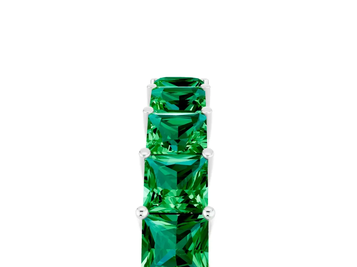 Princess Cut Emerald Channel-Set Eternity Band with Prong Setting Platinum