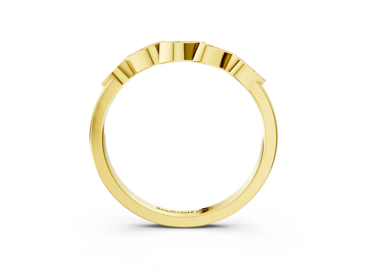 Marquise Diamond Leaf Eternity Band with Bezel Setting Yellow gold