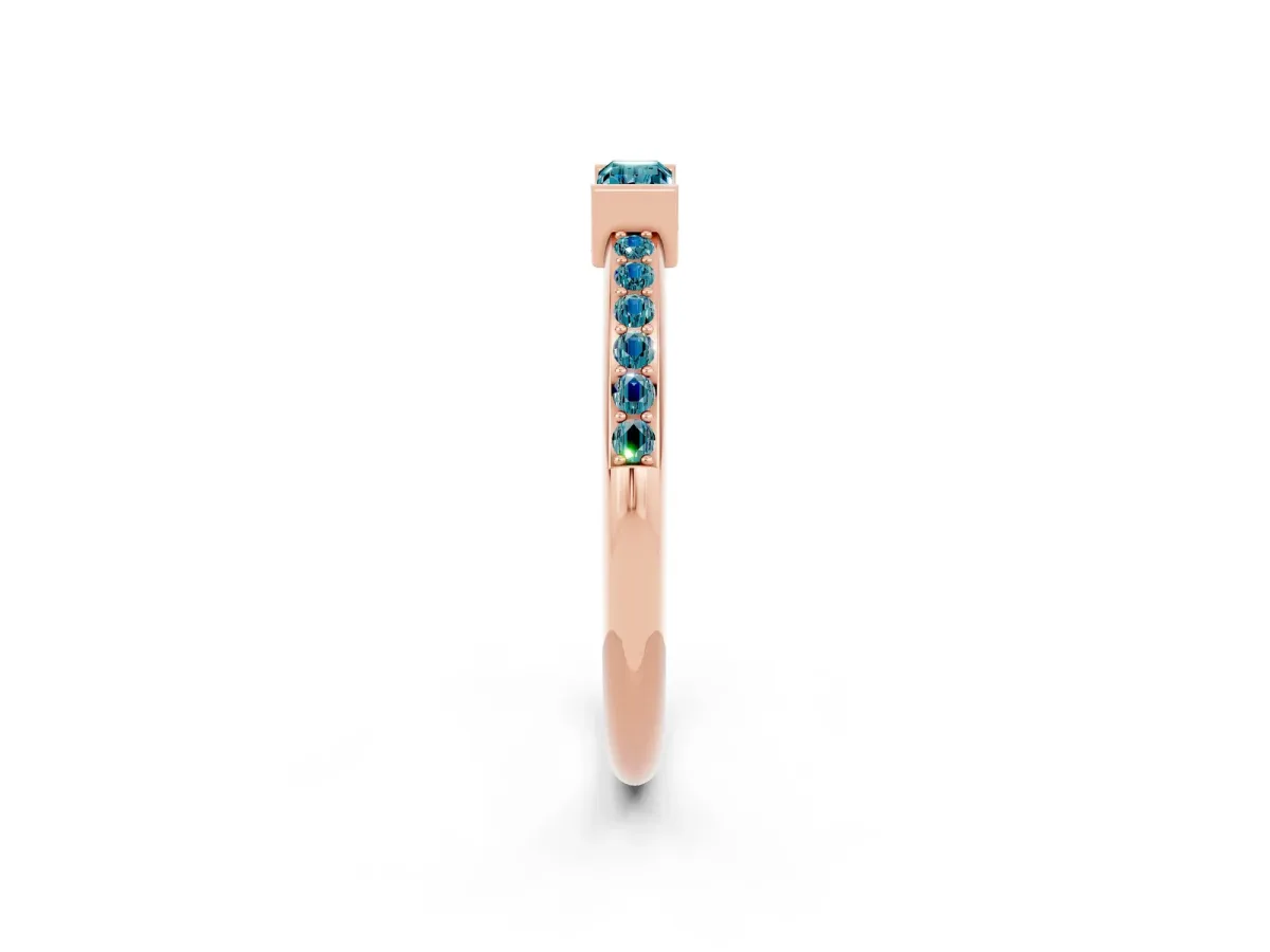 Baguette Blue Topaz Pavé Band with Bar Setting Rose gold