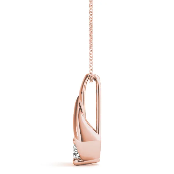 Round Solitaire Prong-Set Diamond Pendant Rose gold