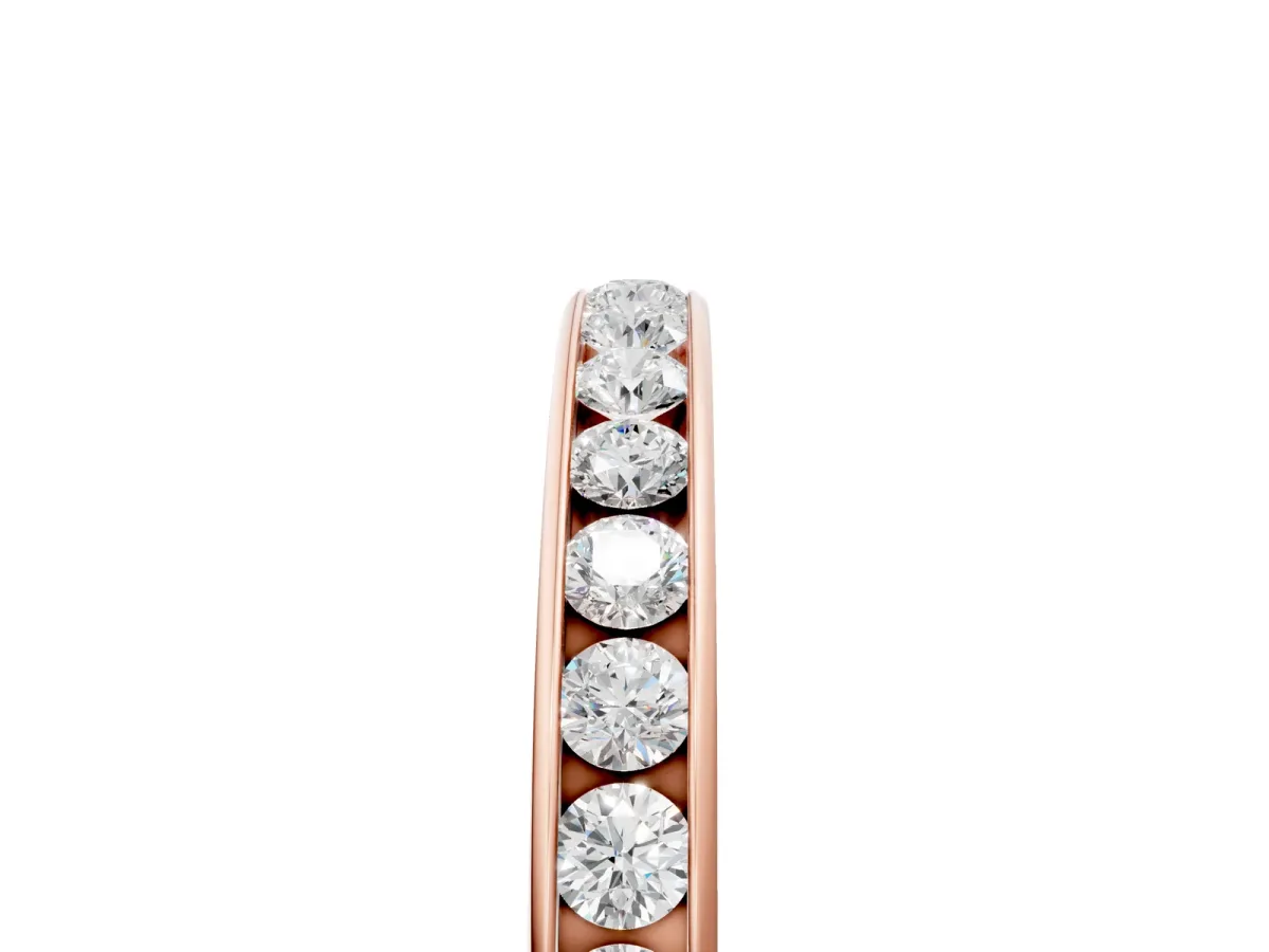 Round Cut Diamond Channel Set Eternity Band Rose gold