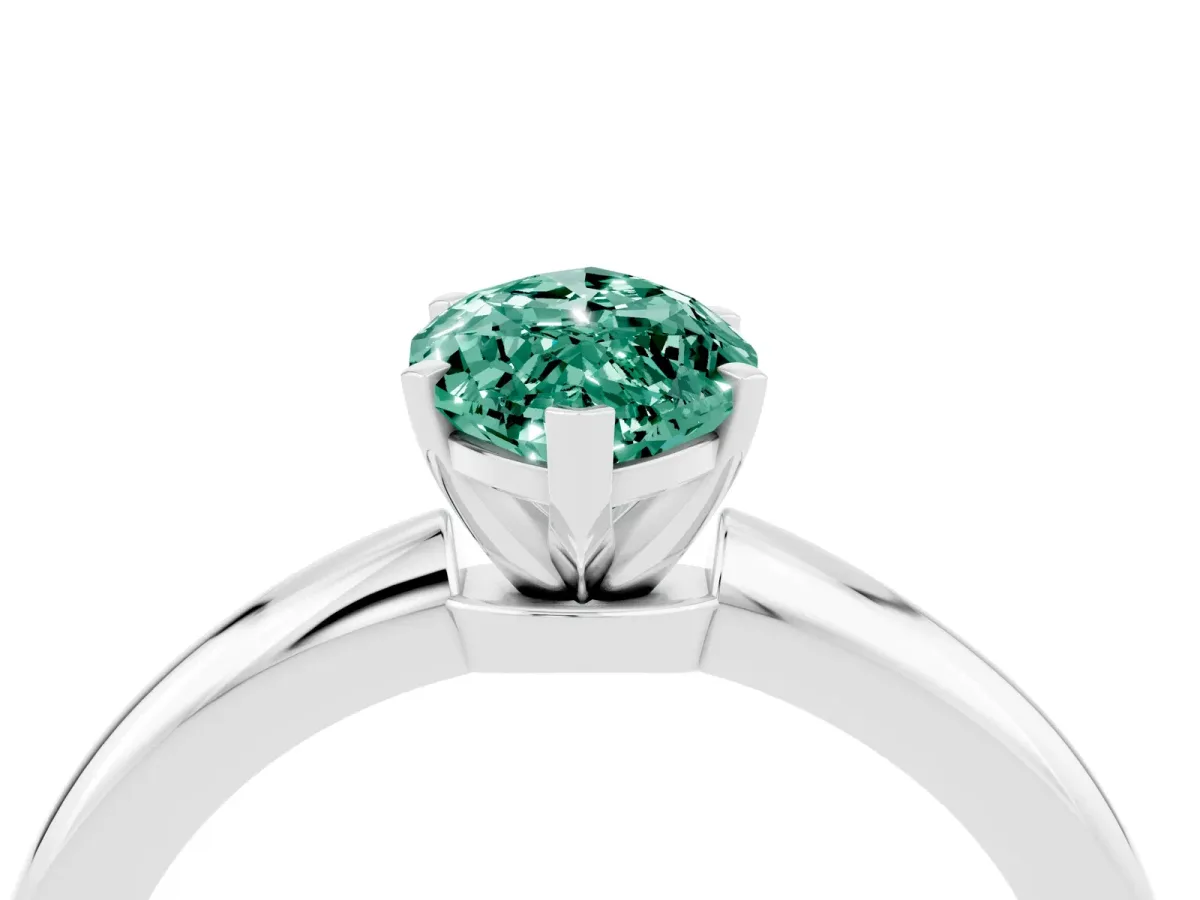 Marquise Cut Green Sapphire Solitaire Ring with Six-Prong Setting and Classic Band Silver
