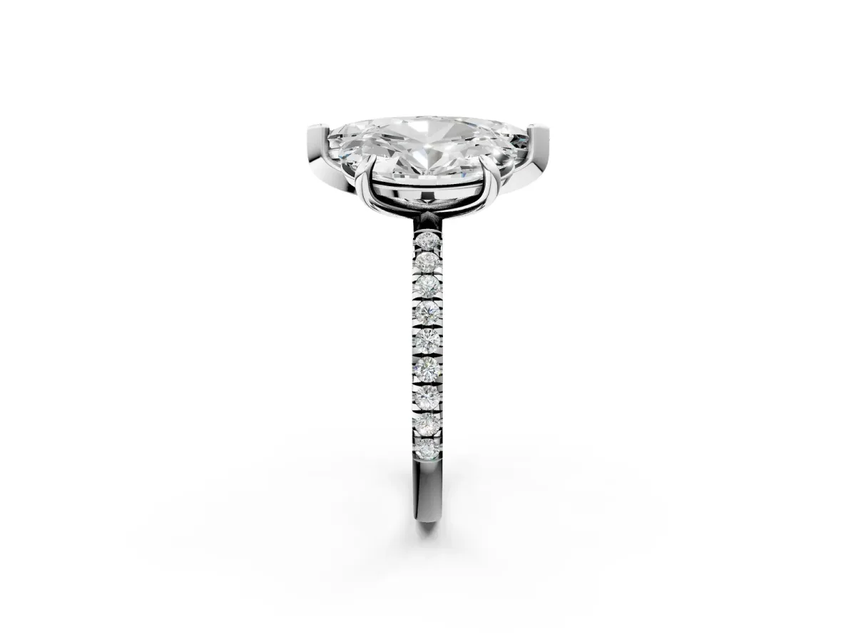 Oval and Marquise Toi Moi Ring with Prong Setting and Micro Pave Band Silver