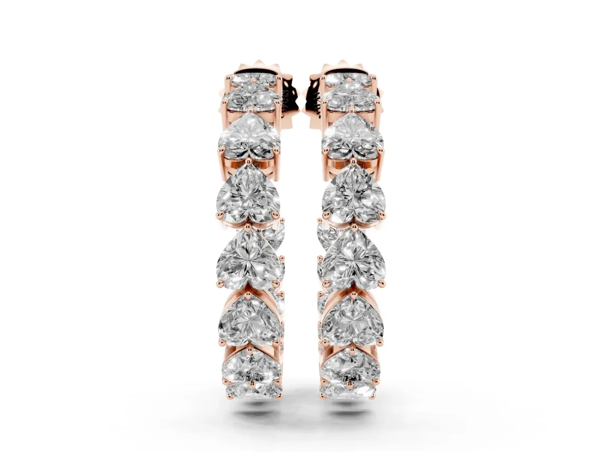 Heart Diamond Huggie Hoop Earrings Rose gold