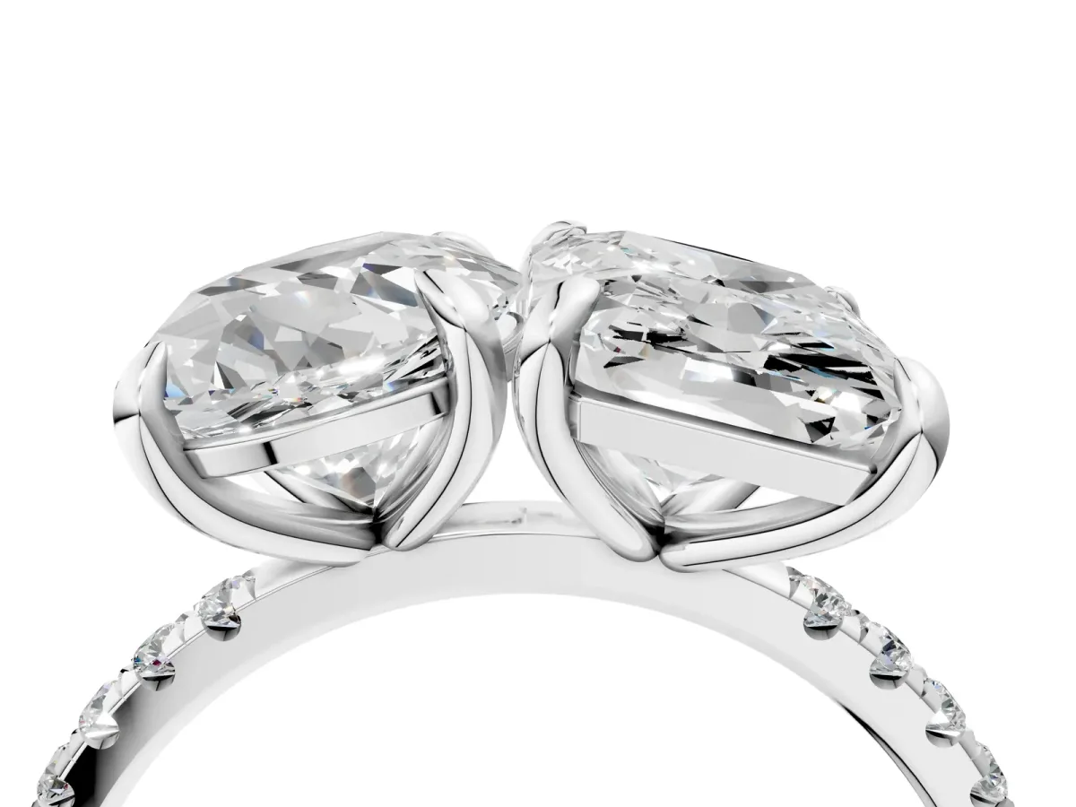 Round and Radiant Toi Moi Ring with Prong Setting and Micro Pave Band Silver
