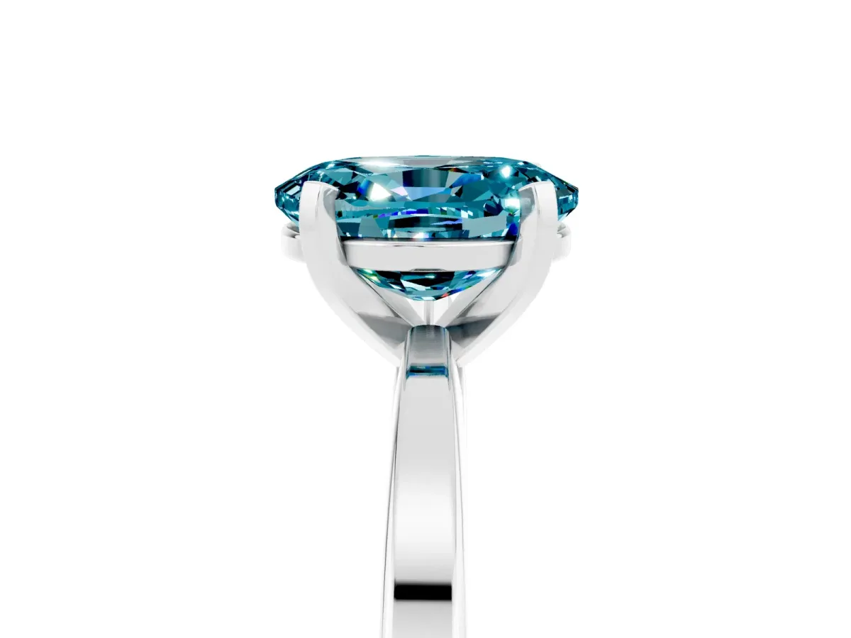 Oval Cut Blue Topaz Solitaire Engagement Ring with Classic Band and Four-Prong Setting Silver
