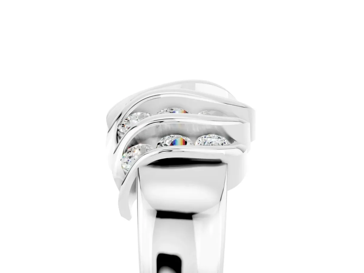 Round Moissanite Multi-Row Crossover Band Platinum