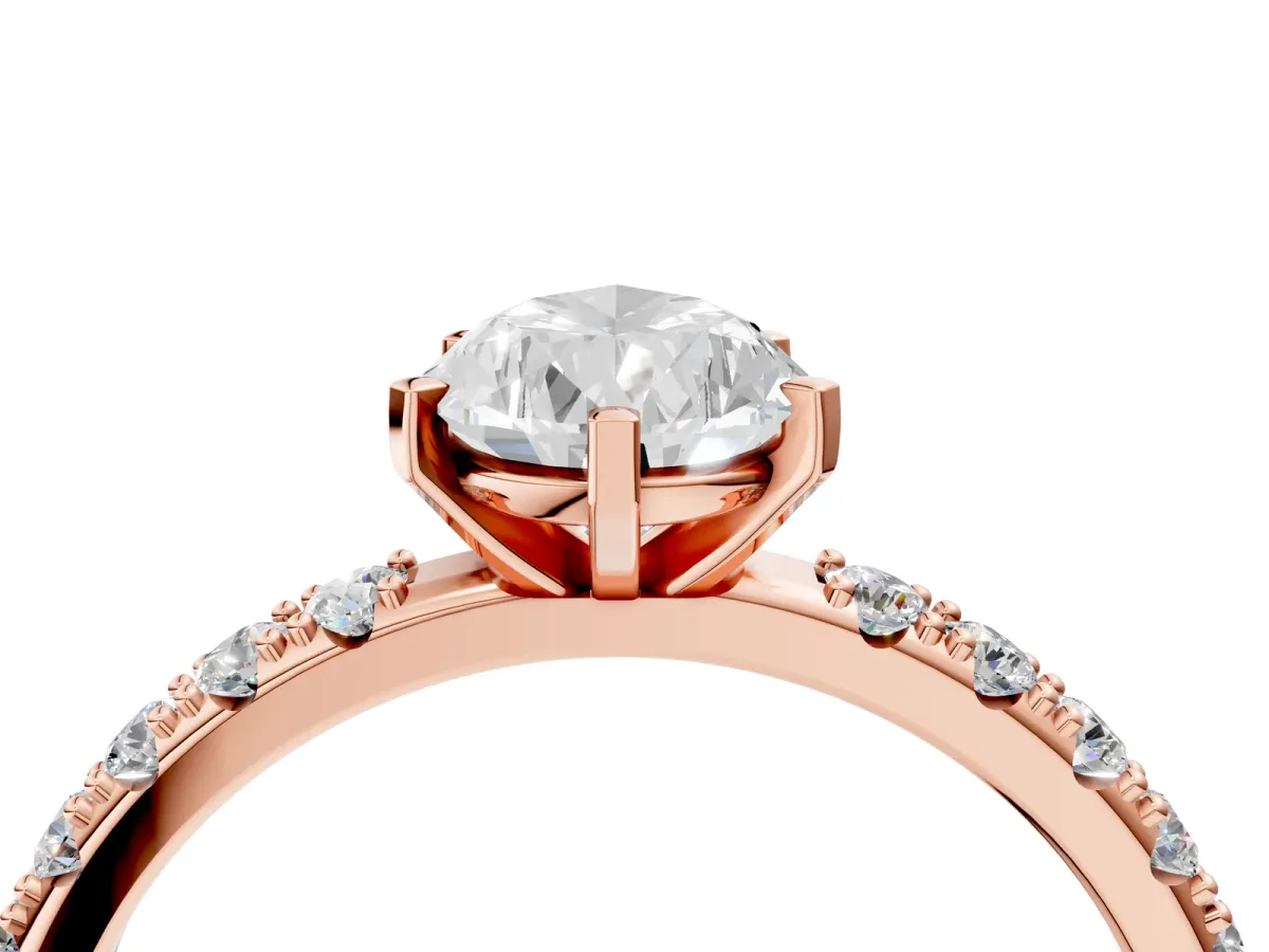 Pear Cut Diamond Solitaire Pavé Band with Four-Prong Setting Rose gold