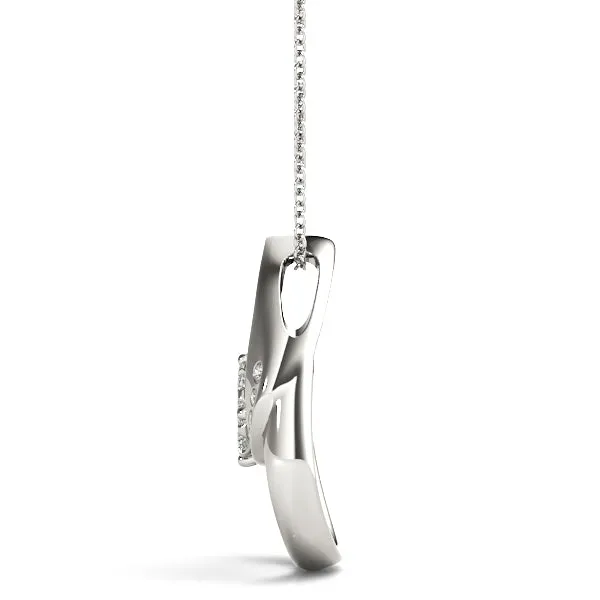 Round Cluster Diamond Prong-Set Teardrop Pendant Silver