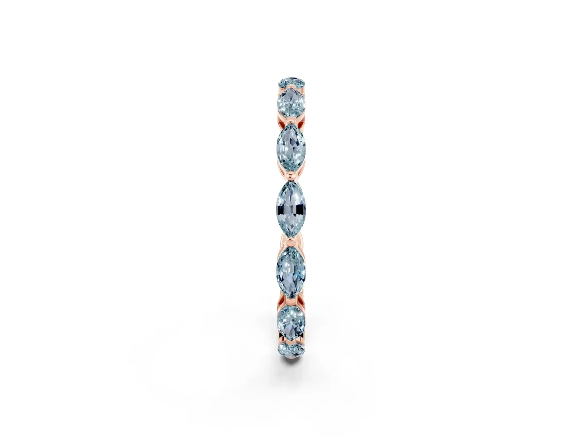 Marquise Aquamarine Eternity Band with U-Prong Setting Rose gold