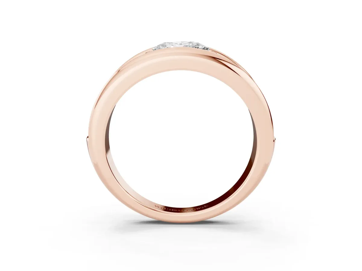 Oval Diamond Mens Ring with Round Diamond Accents Rose gold