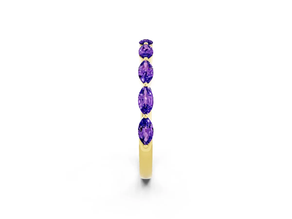 Marquise Tanzanite Half Eternity Band with Prong Setting Yellow gold