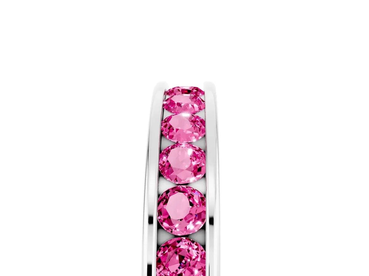 Channel Set Round Pink Sapphire Eternity Band Platinum