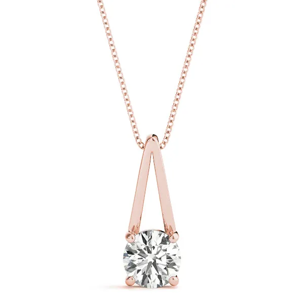 Round Solitaire Diamond V-Bale Pendant Rose gold