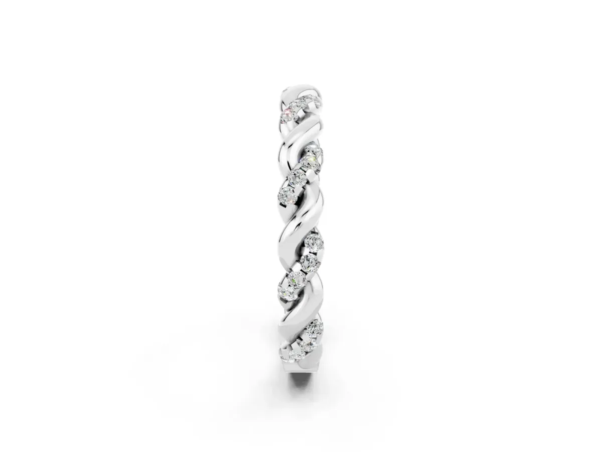 Twisted Pavé Round Moissanite Eternity Band White gold