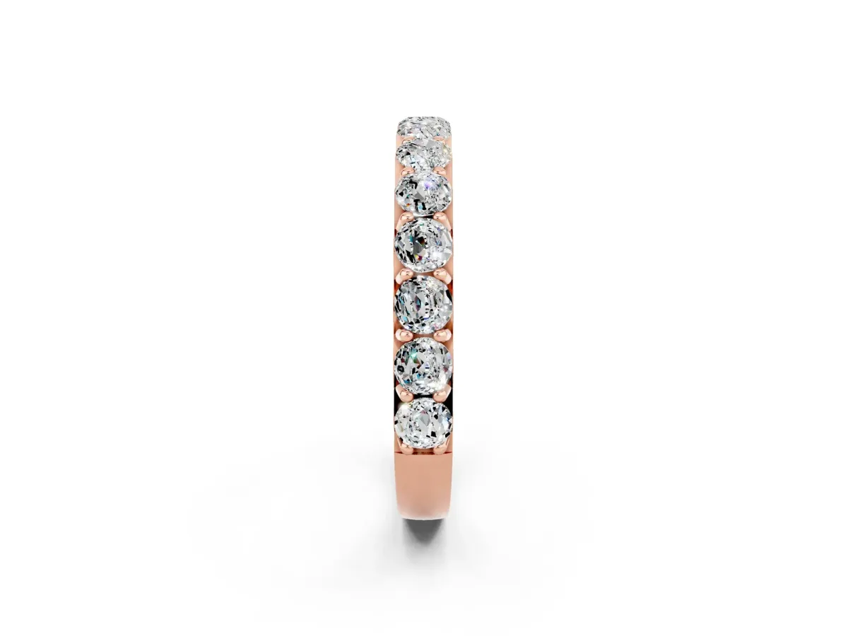 Round Moissanite Half Eternity Band with Classic Prong Setting Rose gold