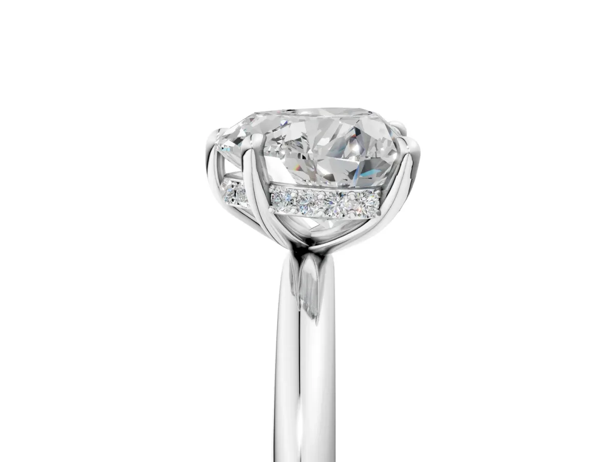Heart Cut Diamond Solitaire Ring with Thin Band and Four-Prong Setting White gold