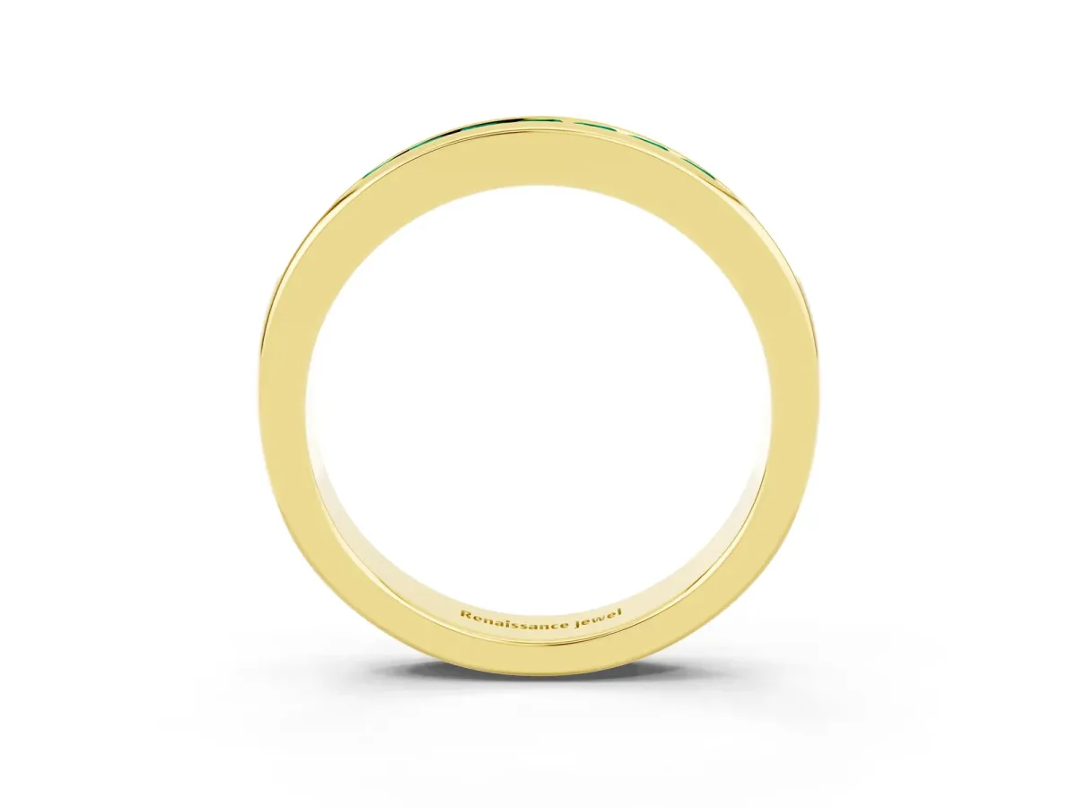 Channel Set Princess Cut Emerald Eternity Band Yellow gold