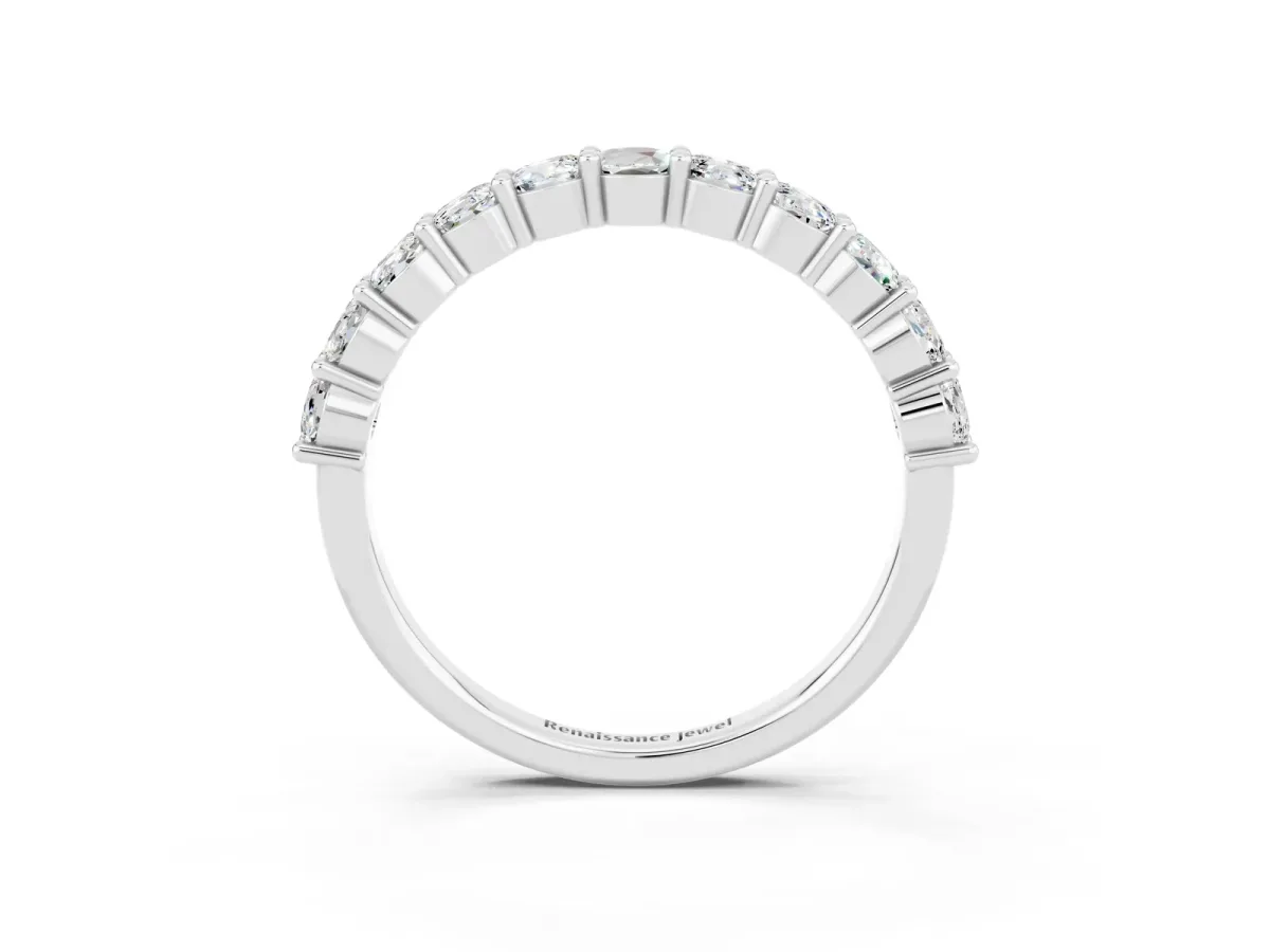 Round Moissanite Half Eternity Band with Prong Setting Silver