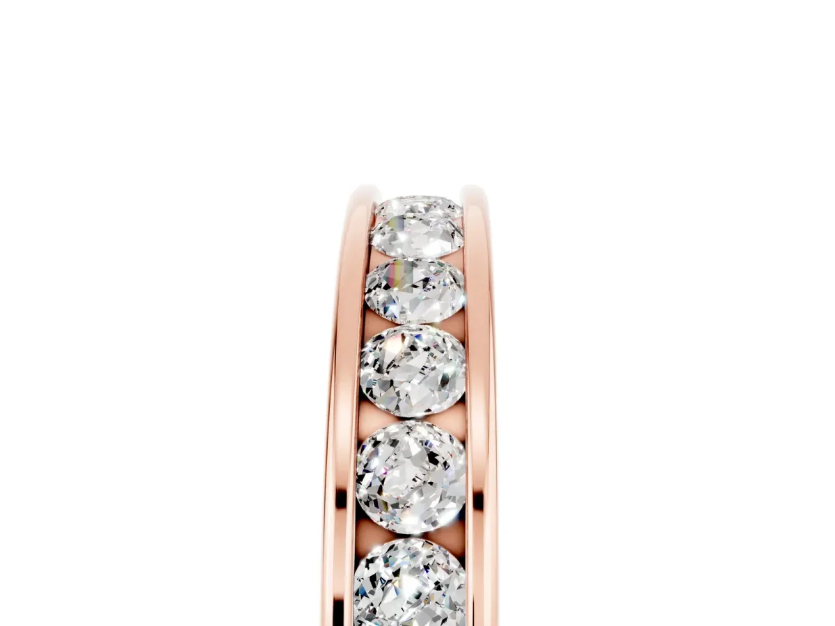 Channel Set Round Moissanite Eternity Band Rose gold