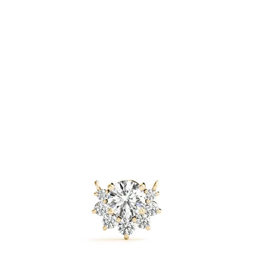 Round Cluster Diamond Pendant with Prong Setting Yellow gold