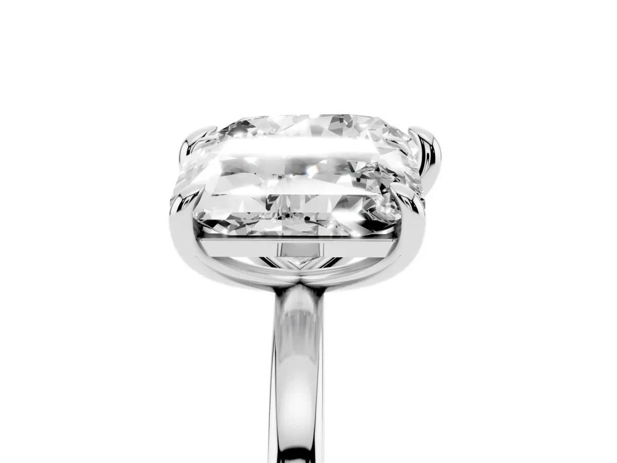 Radiant and Heart Toi Moi Ring with Prong Setting and Plain Band White gold