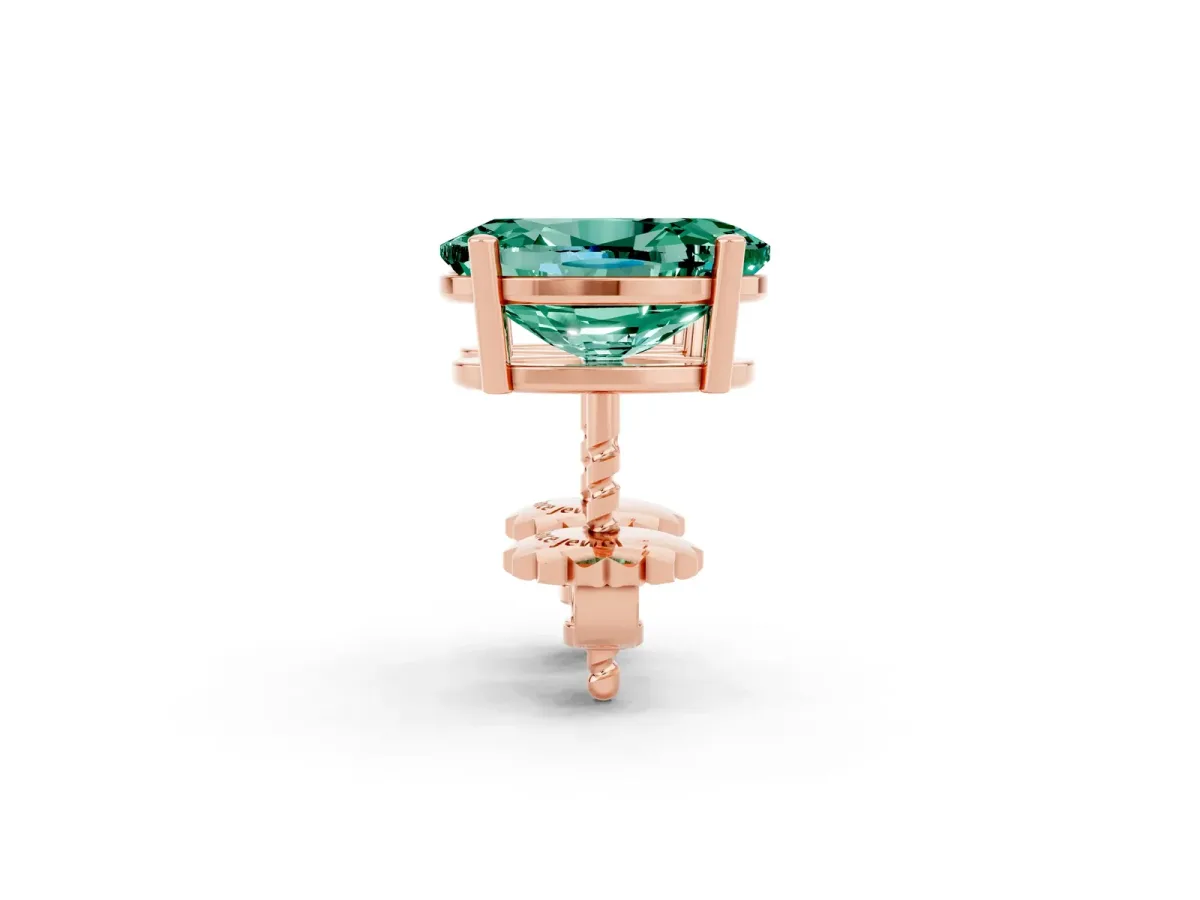 Oval Cut Green Sapphire Stud Earrings Rose gold
