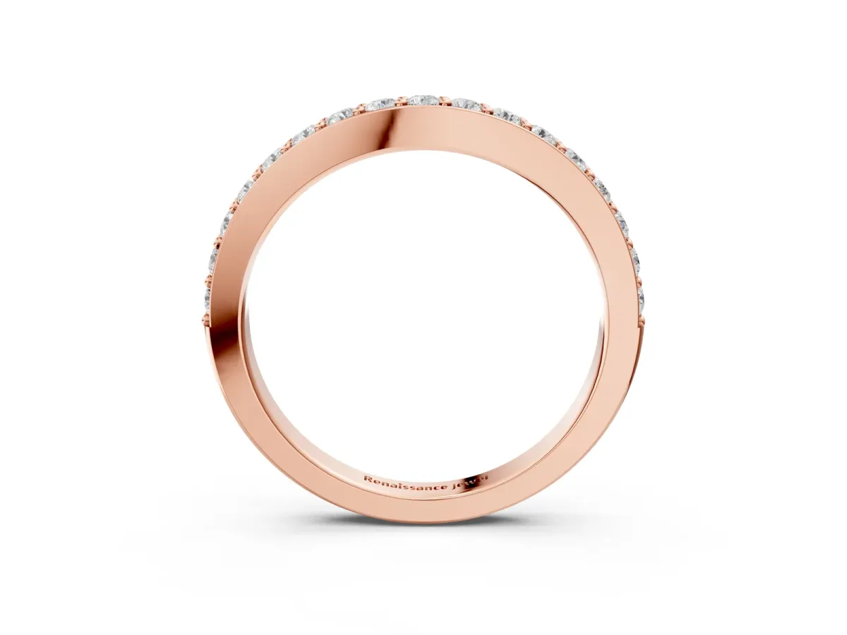 Round Diamond Pavé Set Curved Eternity Band Rose gold