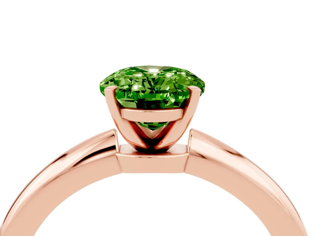 Oval Cut Peridot Solitaire Ring with Six-Prong Setting and Classic Band Rose gold