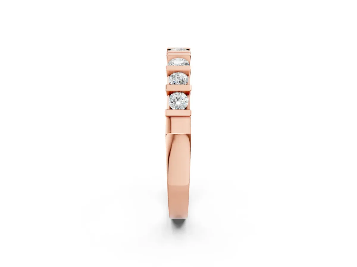 Round Channel Set Diamond Half Eternity Band Rose gold
