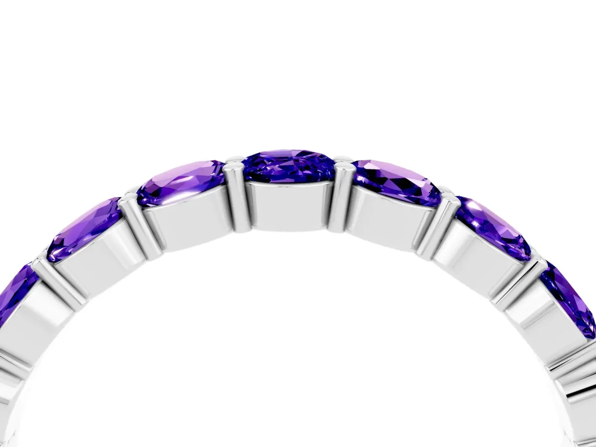 Round Tanzanite Eternity Band with U-Prong Setting Silver