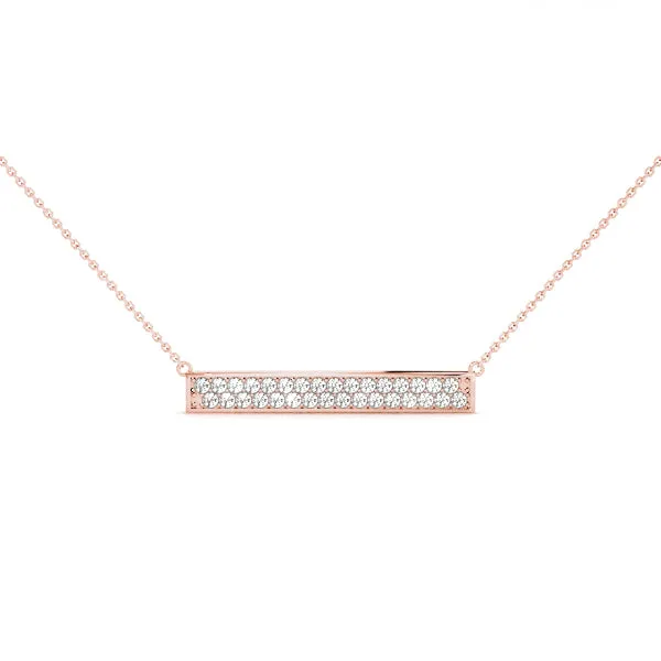 Pavé Round Diamond Bar Necklace Rose gold