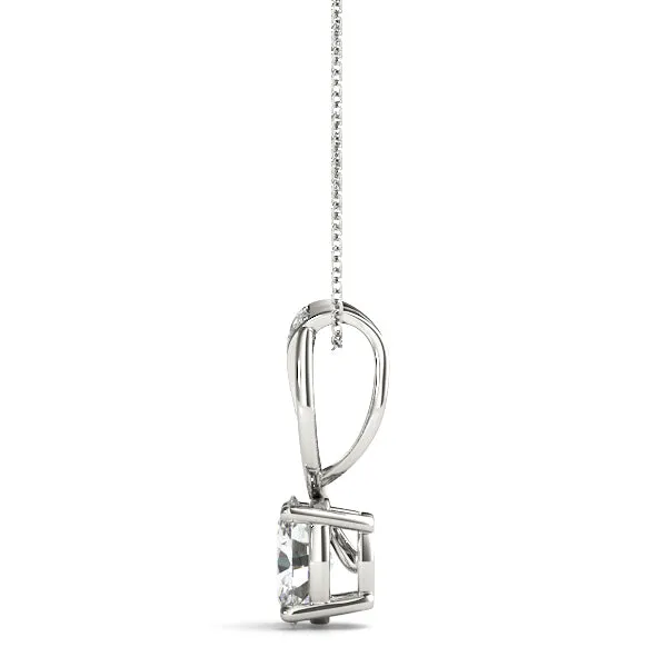Pavé Oval Solitaire Prong Pendant Silver