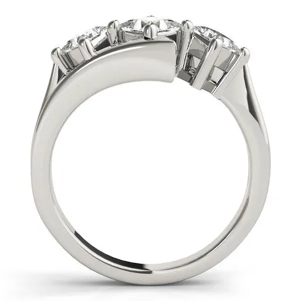 Three-Stone Marquise Cut Cut Tension Band Ring with Four-Prong Setting Platinum