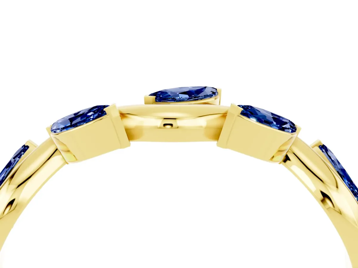 Marquise Blue Sapphire Twisted Band with Prong Setting Yellow gold