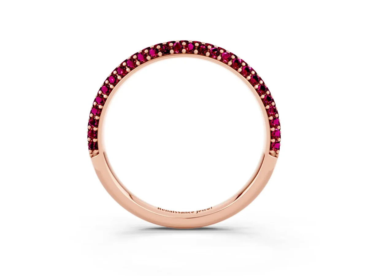 Round Garnet Pavé Eternity Band with Shared Prong Setting Rose gold