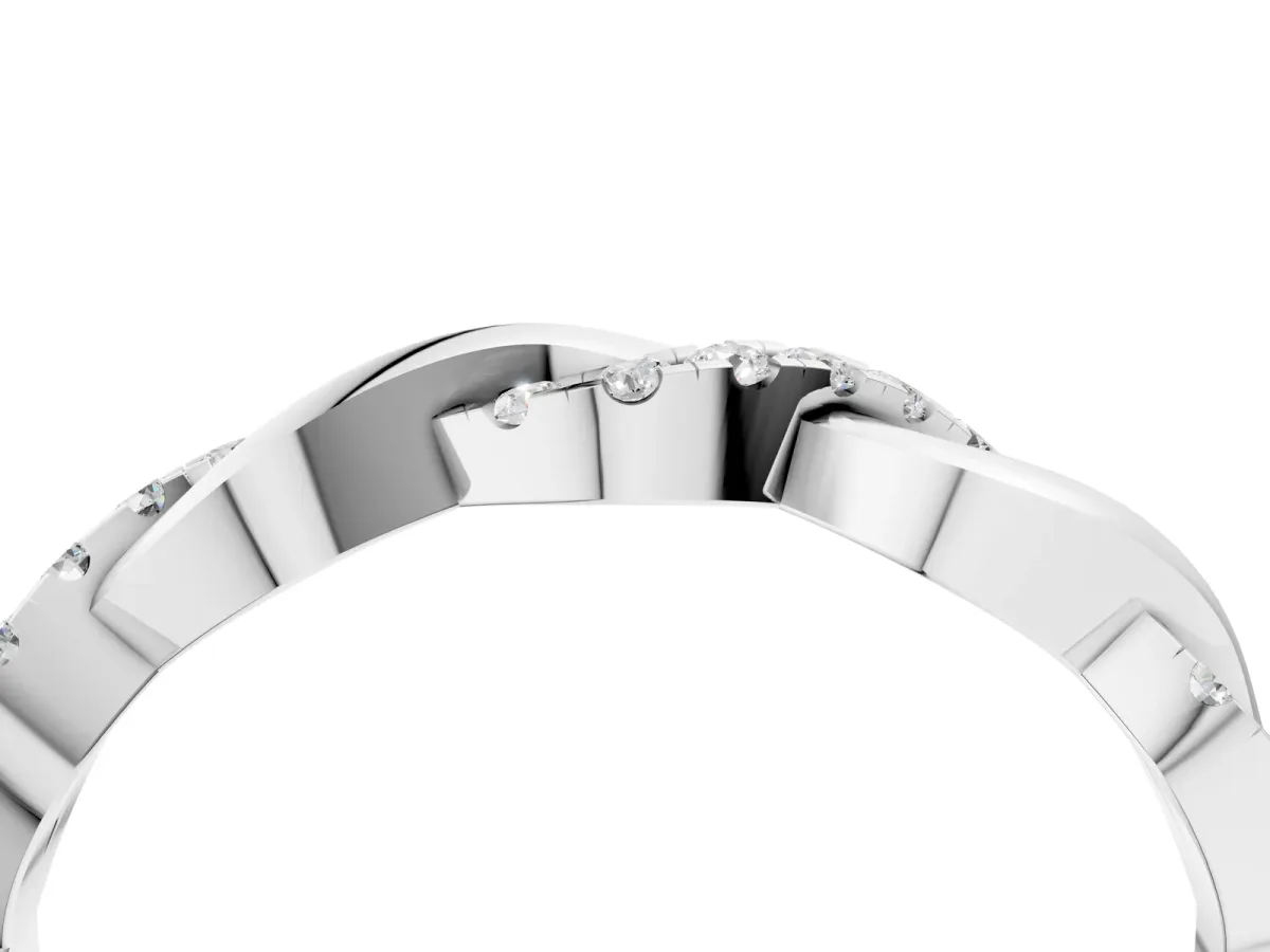 Round Diamond Twist Eternity Band with Pavé Setting White gold