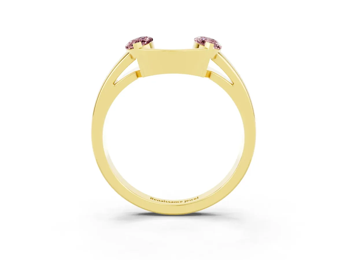 Marquise Morganite Open Band Ring with Tension Setting Yellow gold