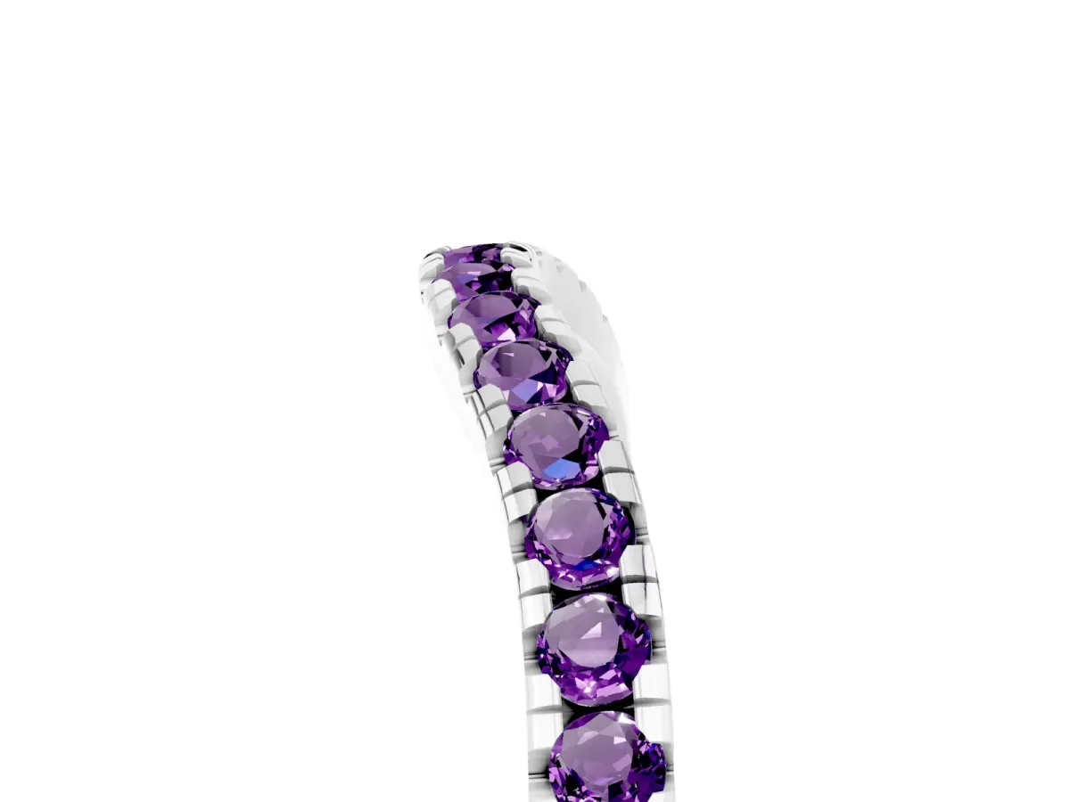 Amethyst Pavé Curved Wedding Band Platinum