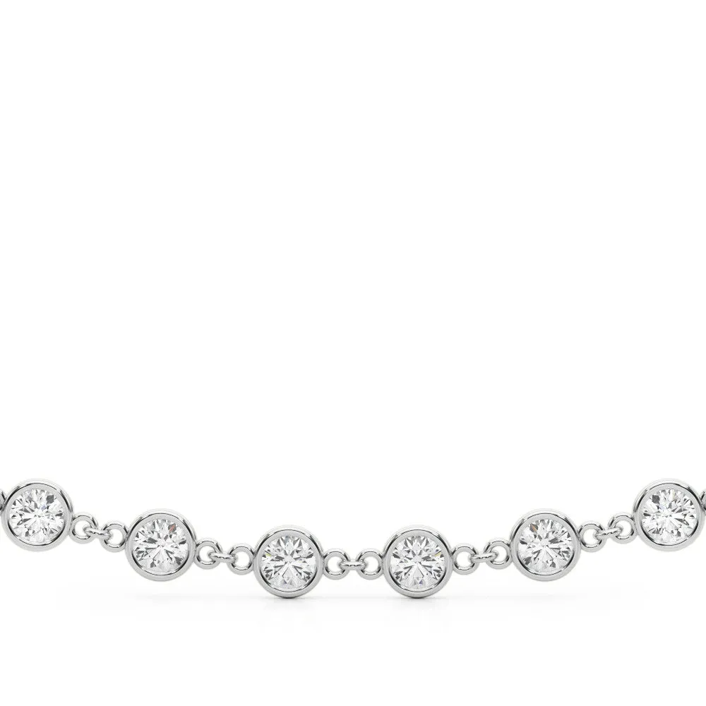Diamond Round Stone Paperclip Chain Necklace with Bezel Setting Yellow gold